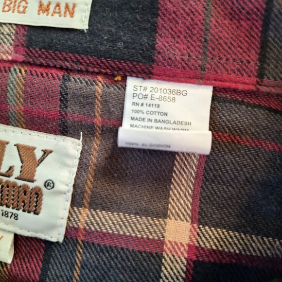 New Men’s ELY Cattleman Red Flannel Long Sleeve Pearl Snap 3XL - Picture 6 of 7